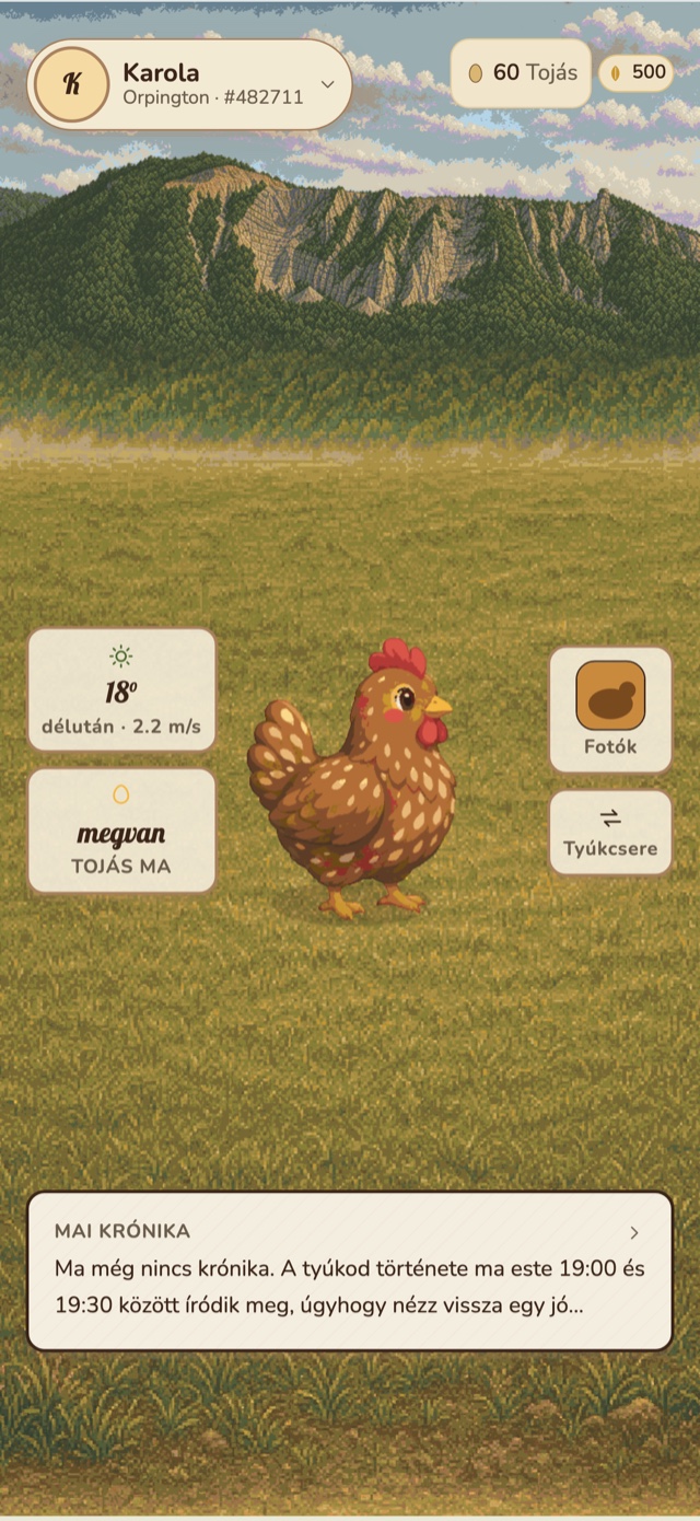 A Tyutyu app főképernyője
